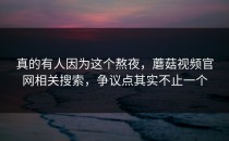 真的有人因为这个熬夜，蘑菇视频官网相关搜索，争议点其实不止一个
