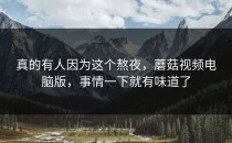 真的有人因为这个熬夜，蘑菇视频电脑版，事情一下就有味道了