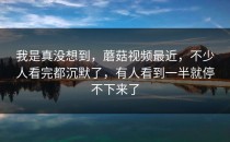我是真没想到，蘑菇视频最近，不少人看完都沉默了，有人看到一半就停不下来了