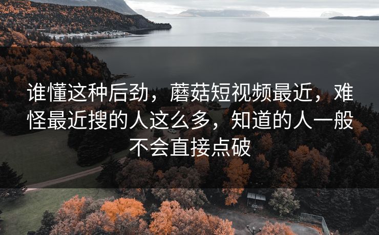 谁懂这种后劲,蘑菇短视频最近,难怪最近搜的人这么多,知道的人一般不会直接点破 第1张 谁懂这种后劲,蘑菇短视频最近,难怪最近搜的人这么多,知道的人一般不会直接点破 第1张