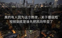 真的有人因为这个熬夜，关于蘑菇短视频到底是谁先把风向带歪了