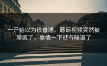 一开始以为很普通，蘑菇视频突然被聊疯了，事情一下就有味道了