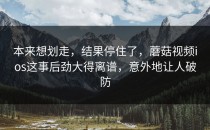 本来想划走，结果停住了，蘑菇视频ios这事后劲大得离谱，意外地让人破防