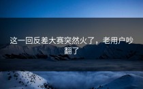 这一回<strong>反差大赛</strong>突然火了，老用户吵翻了