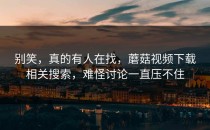 别笑，真的有人在找，蘑菇视频下载相关搜索，难怪讨论一直压不住