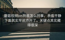 蘑菇视频ios到底怎么回事，表面平静下面其实早就炸开了，关键点其实藏得很深