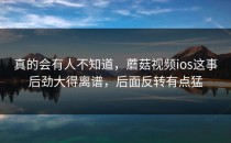 真的会有人不知道，蘑菇视频ios这事后劲大得离谱，后面反转有点猛