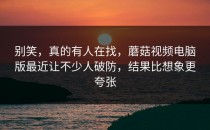 别笑，真的有人在找，蘑菇视频电脑版最近让不少人破防，结果比想象更夸张