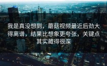 我是真没想到，蘑菇视频最近后劲大得离谱，结果比想象更夸张，关键点其实藏得很深