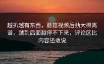 越扒越有东西，蘑菇视频后劲大得离谱，越到后面越停不下来，评论区比内容还敢说